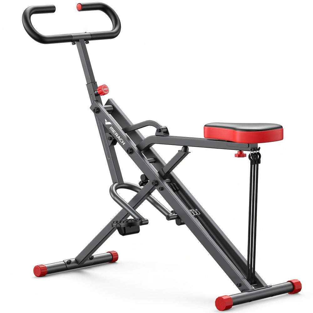 MERACH Máquina de Sentadillas 2 en 1, Máquina de Sentadillas, Entrenador de Glúteos y Piernas Plegable para el Hogar, Equipo de Entrenamiento de Sentadillas Fácil de Montar