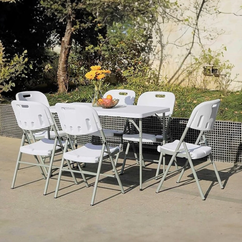 Mesa plegable multiusos ultrarresistente para 4 personas maximo 363kgs protección uv 122x61x56 - 91,5 cm UV100