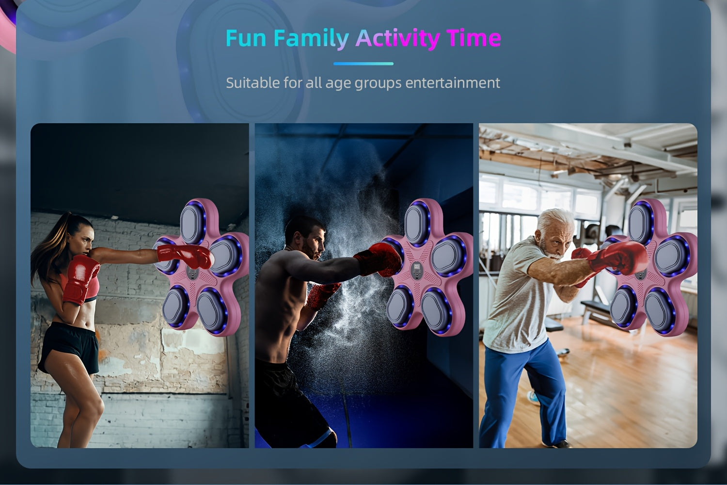 Máquina de Boxeo Musical Interactiva con Guantes, Carga USB, Material PE - Equipo de Entrenamiento en Casa y Reflejos para Adultos, Montaje en Pared, Negro