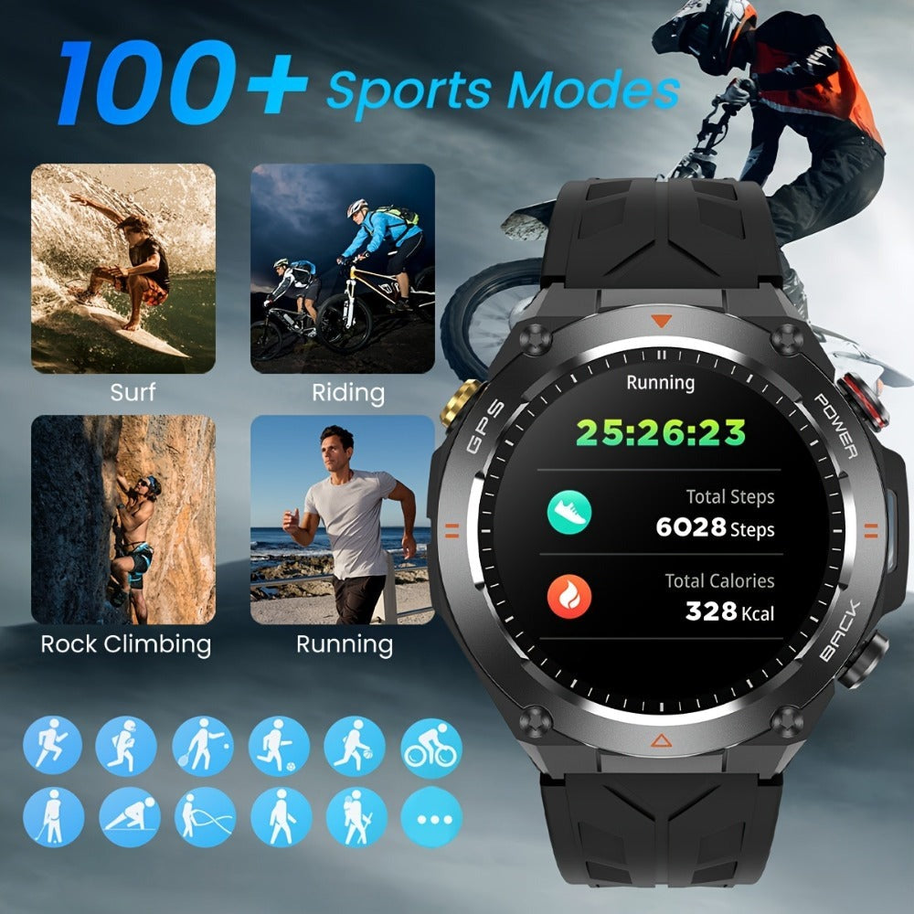 650 mAh para hombres y mujeres, GPS para exteriores con altitud, presión barométrica, función de brújula, IPX8, 100+ modos deportivos, llamadas inalámbricas
