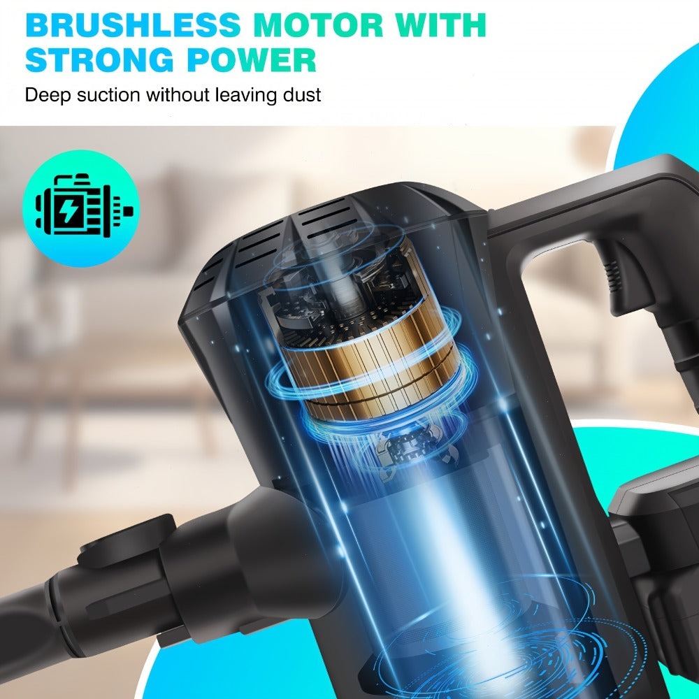 Aspiradora de Mano Inalámbrica 45KPa con Base Autónoma, Limpieza Multisuperficie 6 en 1, Autonomía de 20/60 Min, Ligera 2.72KG,  180° y LED//Aspirador de Pelo, Batería Extraíble - Para Hogar, Pelo de Mascotas, Suelos Duros