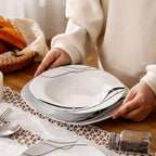 Juegos de Comedor de 24 piezas, Juegos de Platos y Tazones, Juego de Comedor Redondo de 24 piezas para 6 personas, Juego de Platos Resistente a los Arañazos, Juegos de Platos Seguros para Lavavajillas y Microondas, Adecuaciones de Cocina de 24 piezas