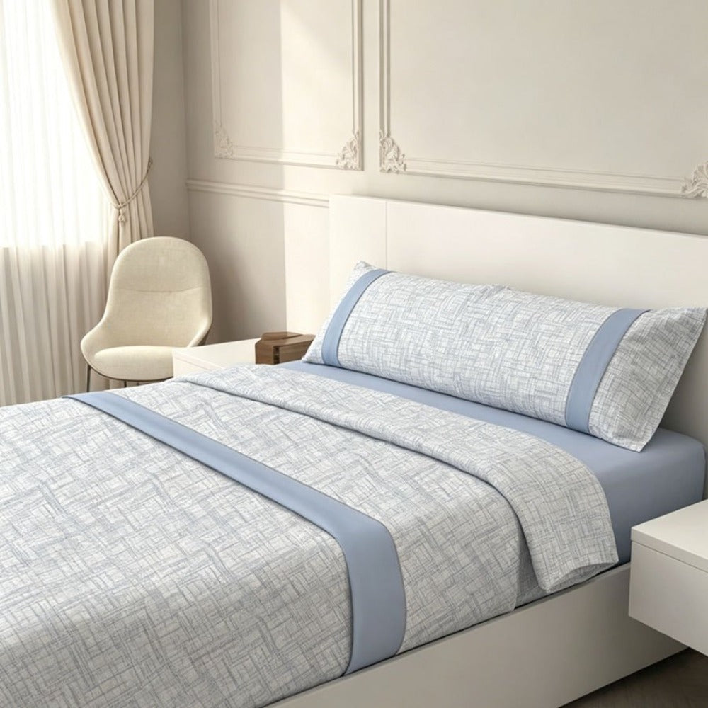Juego de ropa de cama (Sábana ajustable, Cubrecama, Funda de almohada) | Juego de sábanas estampadas de 3 piezas | Primavera/Verano | Múltiples estilos | Tejido suave | 180cm - Múltiples tamaños disponibles