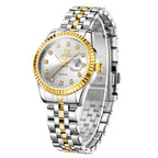 OLEVS Reloj de Mujer Clásico de Negocios, Relojes Analógicos de Cuarzo para Mujer, Relojes Elegantes de Lujo de Acero Inoxidable con Diamantes de Rhein, Relojes Luminosos para Mujer con Calendario y Fecha para Damas, Regalos Románticos, Reloj de Pulsera p
