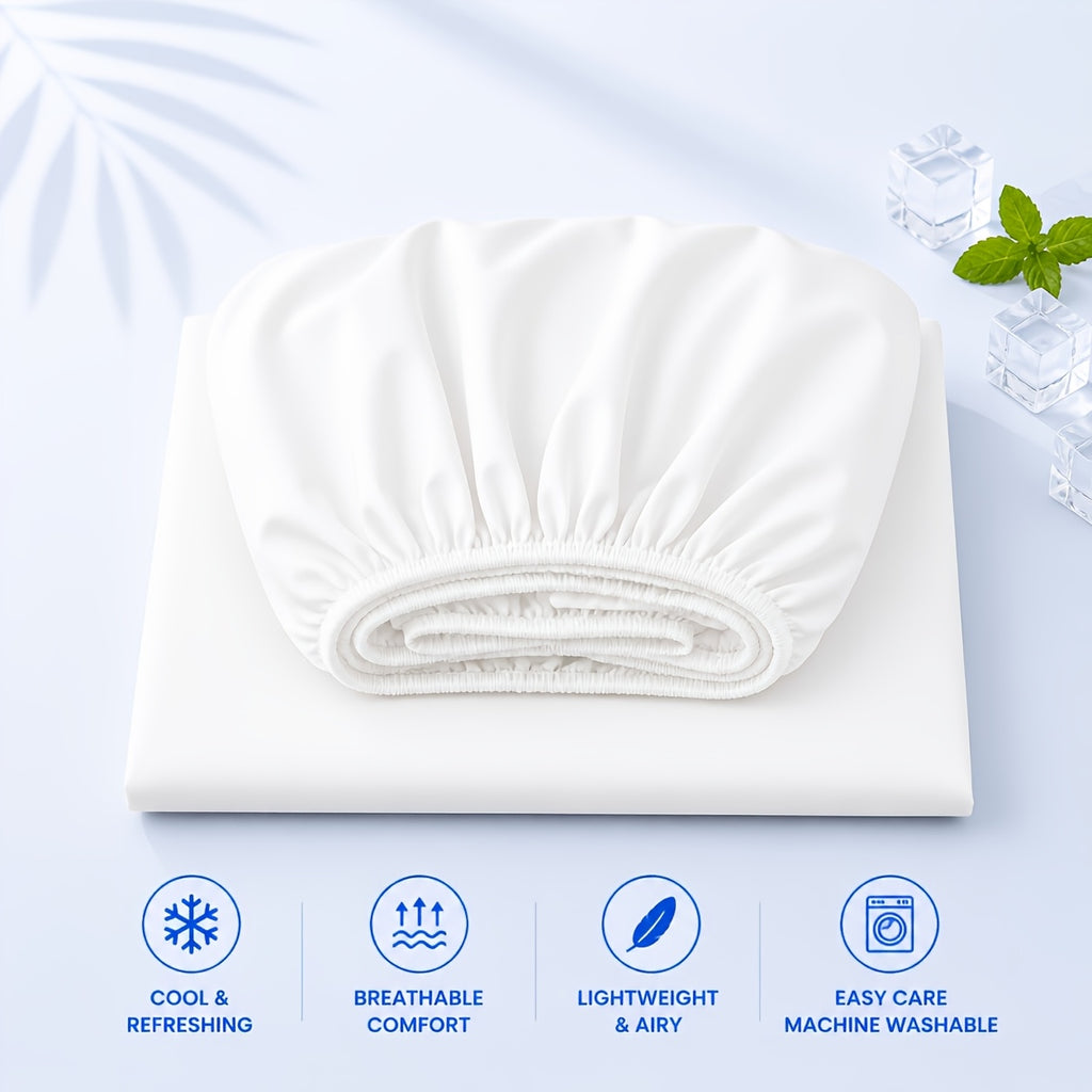 Sábana bajera ajustada fresca de verano - Suave con la piel y transpirable, que absorbe la humedad, protector de colchón acolchado antideslizante con elástico de 360°, resistente a las arrugas, a la decoloración y al encogimiento, lavable a máquina (funda