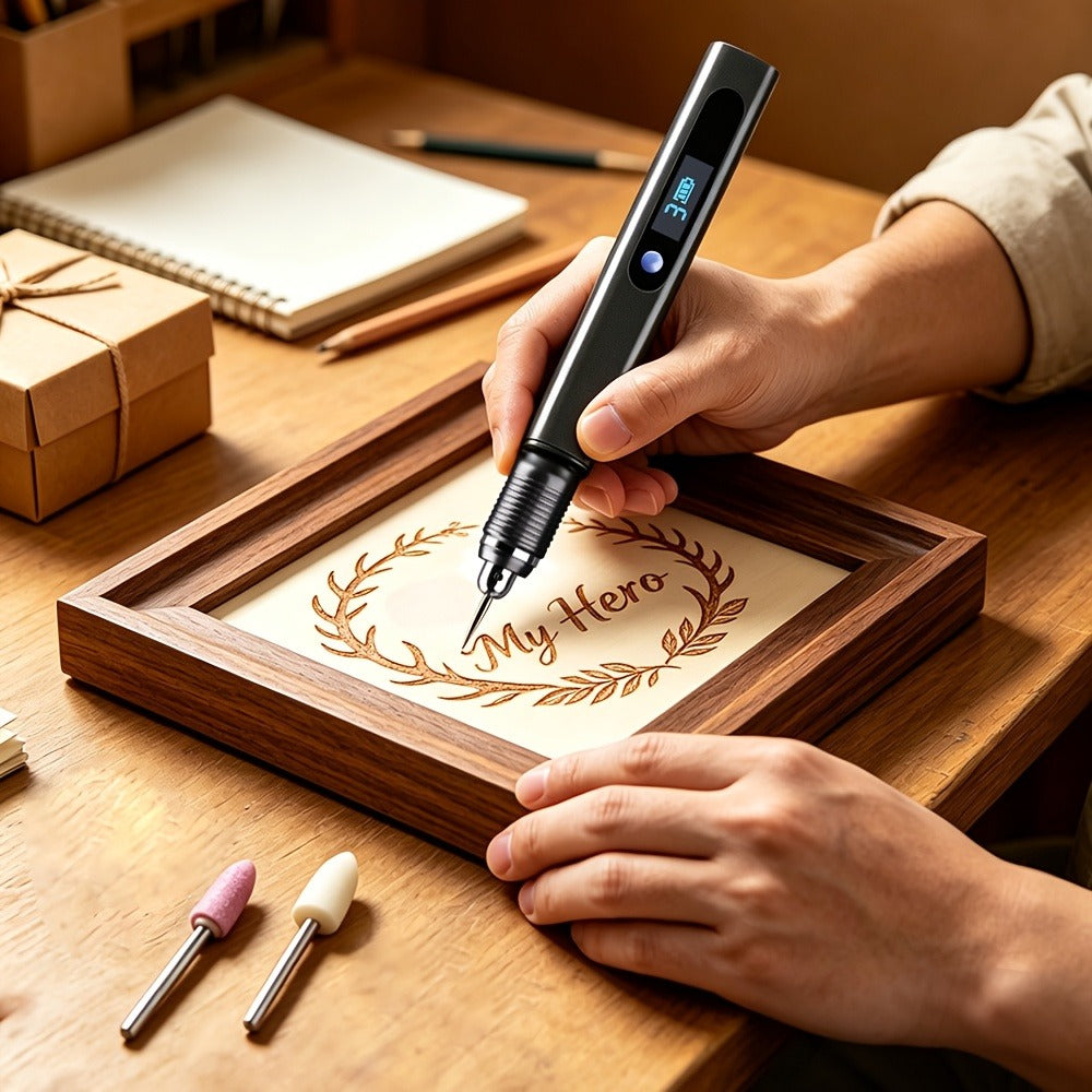 Lápiz de Grabado y Grabado Recargable USB, Kit de Lápiz de Grabado de 33 Bits, 10 Plantillas, Herramientas de Micrograbado, Grabado en Vidrio, Madera, Metal, Piedra, Plástico, Clavos, Joyería, Ideas de Regalo para el Día del Padre