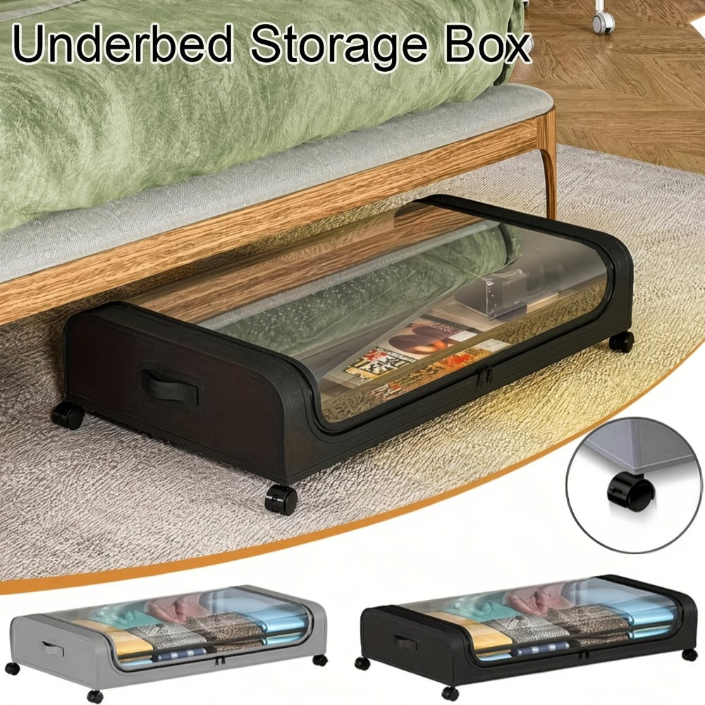 Caja de Almacenamiento Bajo la Cama con Ruedas 1/2 - Organizador Antipolvo de Gran Capacidad para Ropa de Cama, Ropa y Artículos Varios, Diseño Extraíble con Ruedas para Fácil Acceso, con Asas, Plegable, Solución de Almacenamiento Bajo la Cama