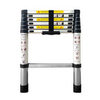 Escalera Telescópica de Acero Galvanizado Extensible y Plegable 2 a 4,4 Metros | Altura Ajustable por Peldaños con Cierre de Seguridad | Certificada EN131 para Uso Profesional y Doméstico | Base Antideslizante con Pies de Goma | Ideal para Reformas, Jardí