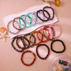 80 pulseras bohemias elásticas con cuentas de piedra de color aleatorio - Joyería unisex extensible apilable multicolor para hombres y mujeres, uso diario y para regalar