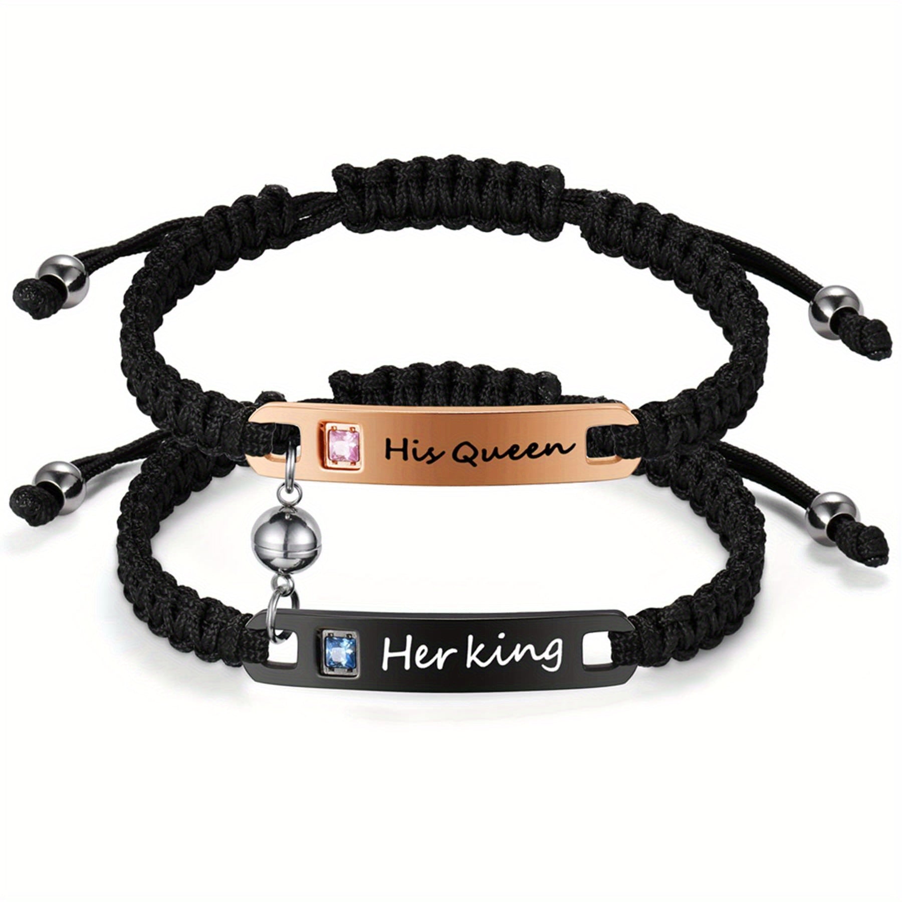 Pulsera Magnética de Acero Inoxidable para Parejas JewelryWe - Pulso Atractivo y Duradera con Cuerda Trenzada Adjustalbe, Regalo Ideál Para San Valentín o Aniversario. Diseño Elegante Vintage Unisex en Metal De Alta Calidad
