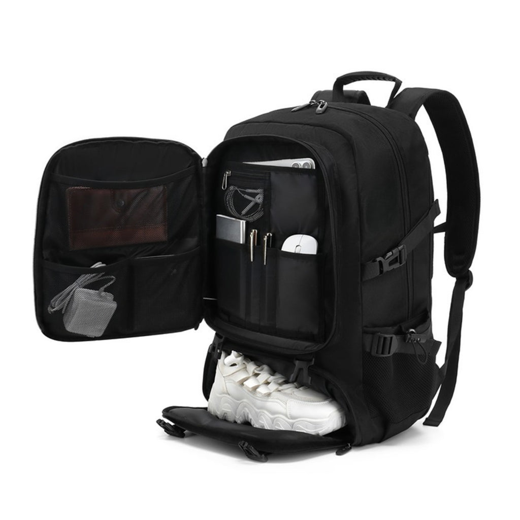 Mochila de Viaje para Cabina de Avion 45x30x20 para Vuelo Barato Equipaje de Mano y Espaciosa con Compartimento para Zapatos y Mochila Antirrobo Multifuncional para Viajes 2210.