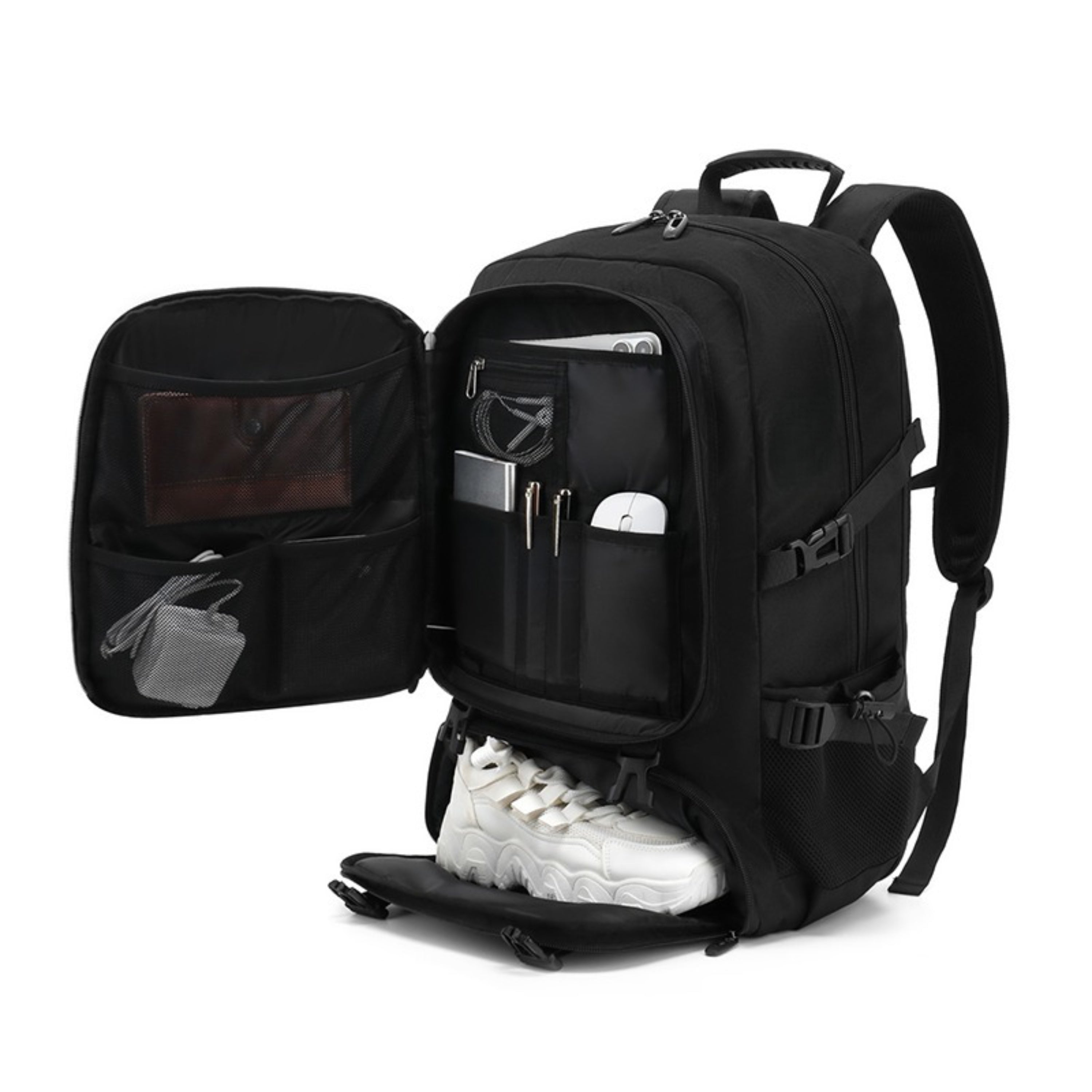 Mochila de Viaje para Cabina de Avion 45x30x20 para Vuelo Barato Equipaje de Mano y Espaciosa con Compartimento para Zapatos y Mochila Antirrobo Multifuncional para Viajes 2210.