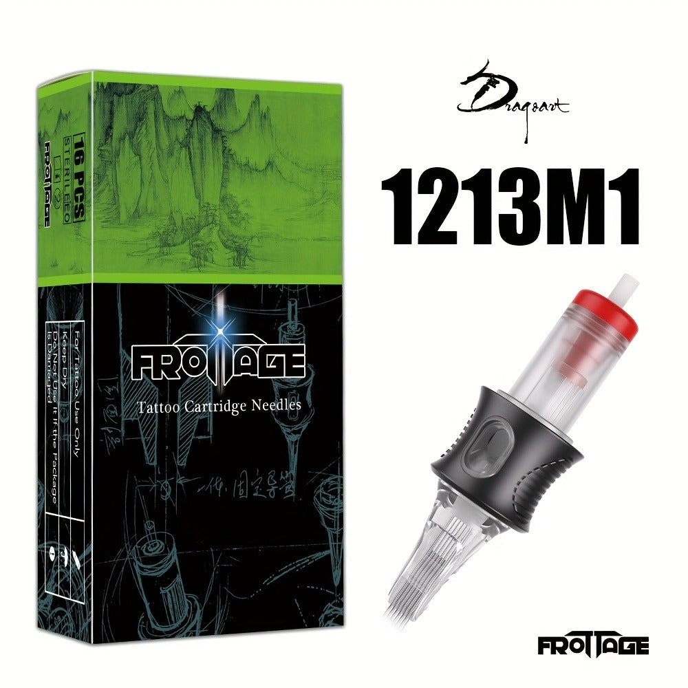 Juego de 16 agujas para tatuaje con agujas integradas, puntas de aguja, ensamblaje estable, ajuste fino, ideal tanto para artistas como para principiantes, cuerpo inodoro para suministros de tatuaje artístico