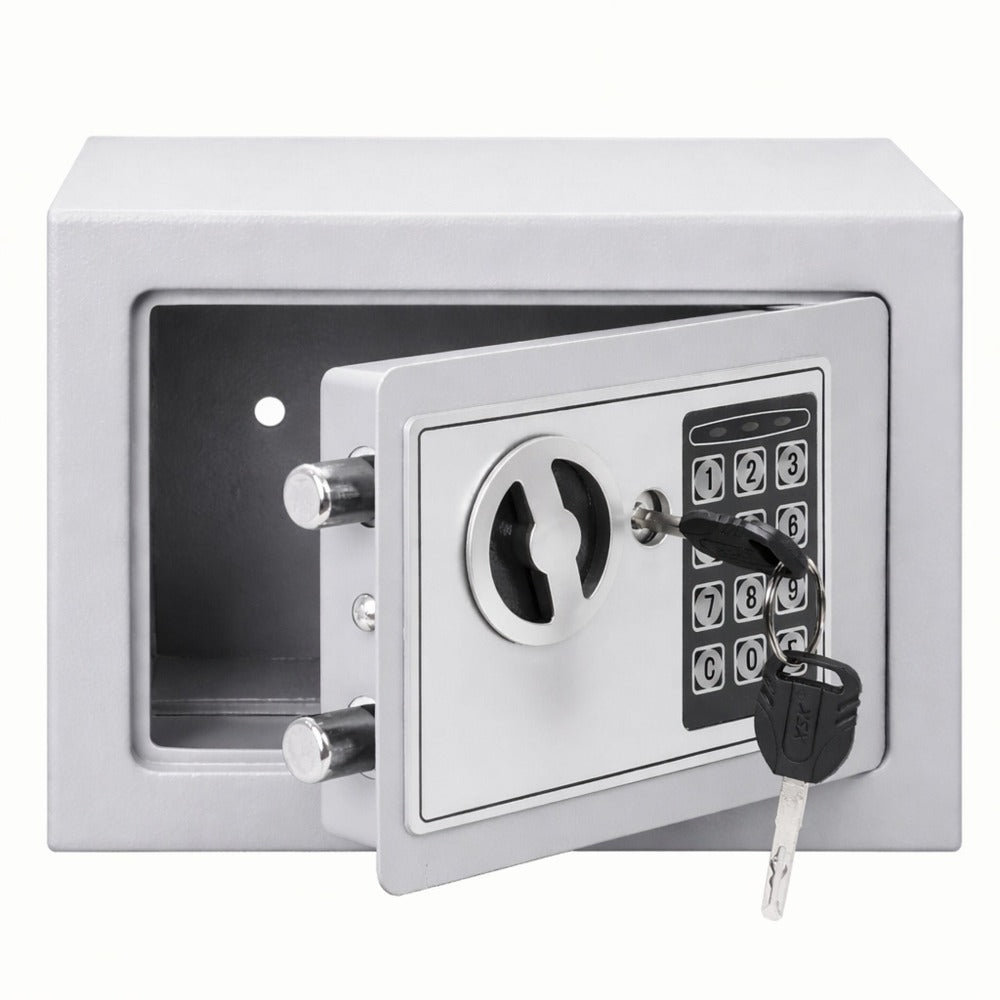 Caja Fuerte Seguridad Digital 4L Nyana Home | Cerradura Electrónica con Código + 2 Llaves de Emergencia | Acero Reforzado Negro Antirrobo | Ideal Hogar, Oficina y Hotel | Montaje en Pared o Suelo con Pernos Incluidos | Panel LED Indicador de Estado | Prot