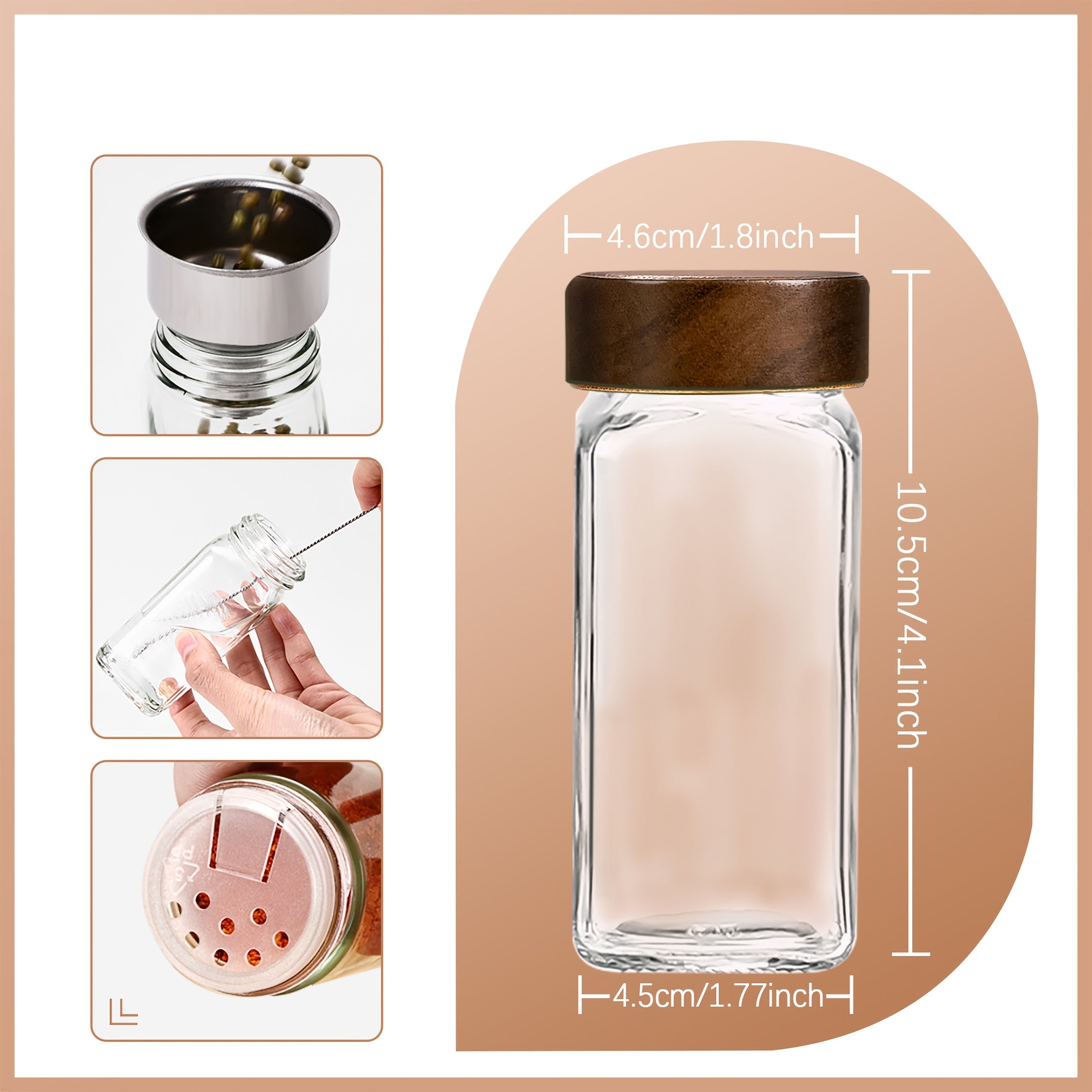 Set de Tarros de Especias Cuadrados SAEIV (Con Tapas): 12/24/35 Tarros de Especias (Con Etiquetas para Especias): Organizador Perfecto para Especias de Cocina, Vasos de 120 ml: Incluye Boquilla, Etiquetas, Cepillo de Limpieza y Colador