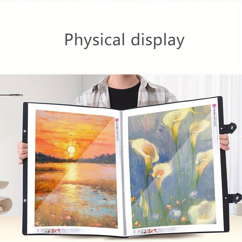1pc Carpeta de Almacenamiento para Arte de Pintura de Diamantes A3/4K para Adiciones de Pintura de Diamantes con 30 Fundas Protectoras de Página Interior (42.5 X 30.3Cm) (56 X 41.5Cm)