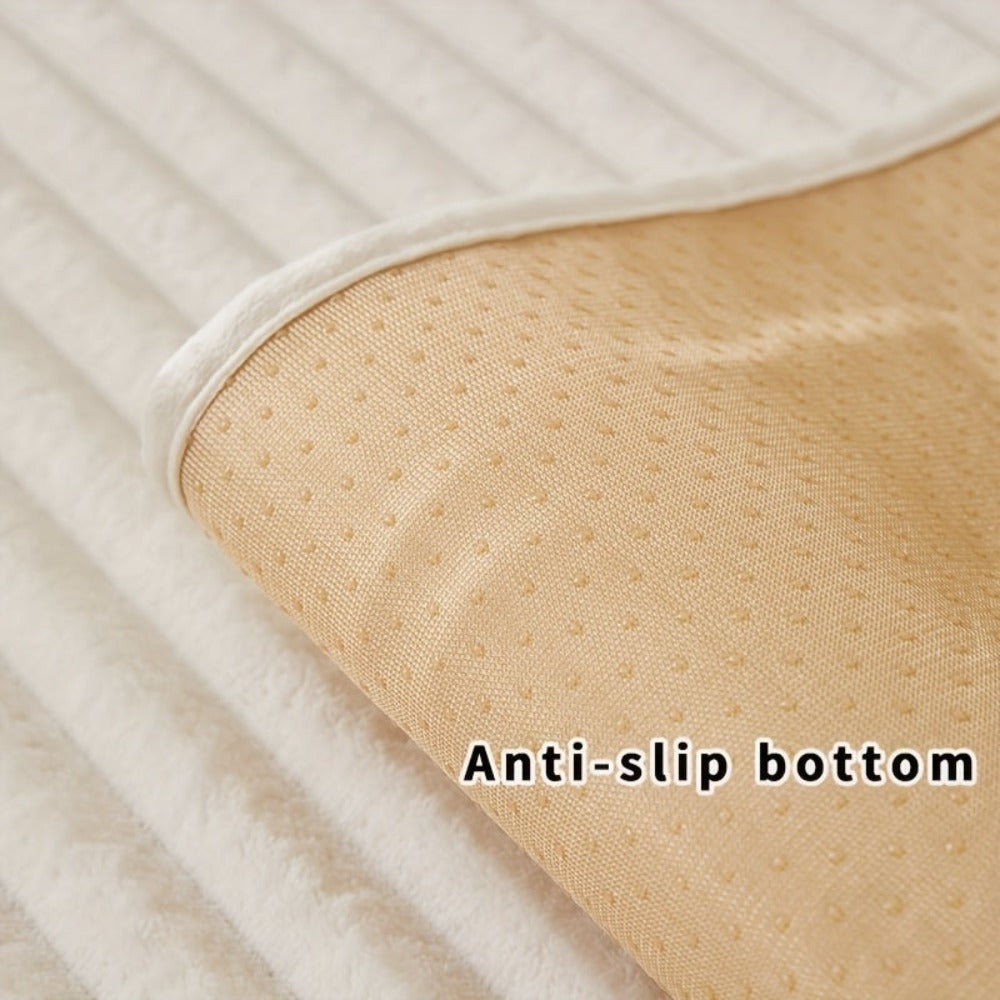 1 Funda de Cojín de Sofá de Lujo | Protector de Cojín de Sofá de Poliéster Felpa con Respaldo Antideslizante, Textura Suave Tipo Franela Lavable a Máquina - Apto para Mascotas, Se Adapta a Todo Tipo de Sofá, Estilo Moderno