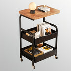 Carrito de rodillos multifuncional de tres niveles, estante de almacenamiento multifuncional de metal, estante para snacks, con rodillos portátiles, adecuado para cocina, hogar u oficina, carrito de rodillos para almacenamiento y organización de oficina,