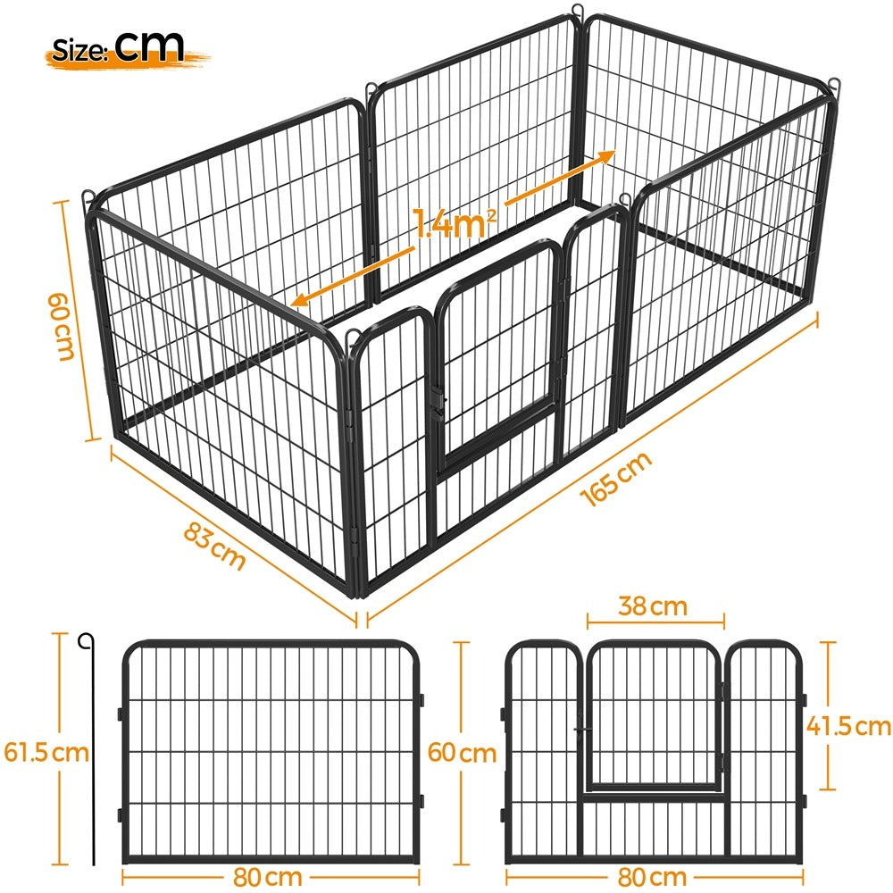 Costoffs Jaula para Perros de 80 x 60 cm con Puerta y Anillos para Piso, Ideal para Uso Interior y Exterior
