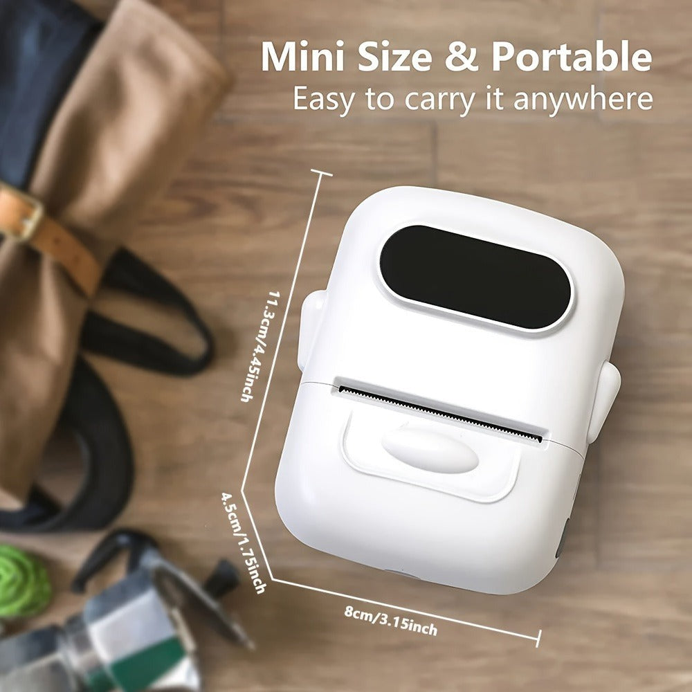 Impresora Térmica Portátil Mini Inalámbrica con Múltiples Plantillas, 1 Rollo de Papel Incluido, Conexión Inalámbrica a Smartphones y Computadoras, para Uso en Hogar y Oficina, Recargable por USB