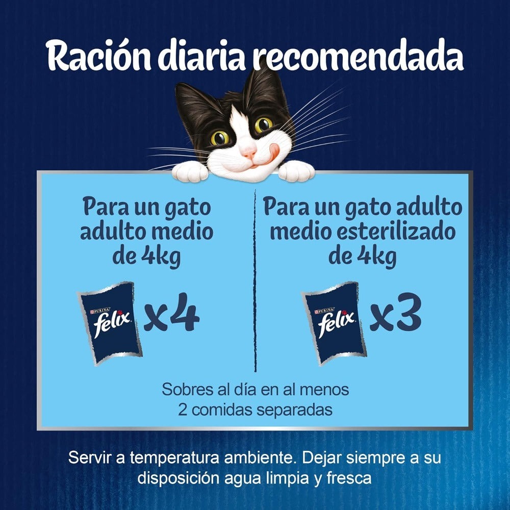 Paquete Ahorro Felix Fantastic Selecciones Favoritas en Gelatina de Pollo, Buey, Salmón y Atún