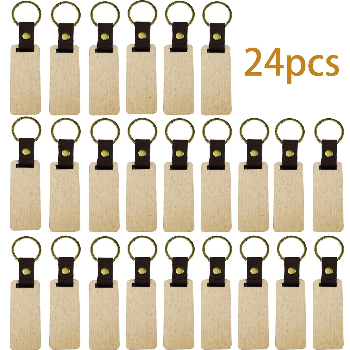 Dofiki 24/48/98 piezas de llaveros de madera de haya en blanco para diversas decoraciones de llaves, pintura, colgantes para proyectos de bricolaje, regalos festivos
