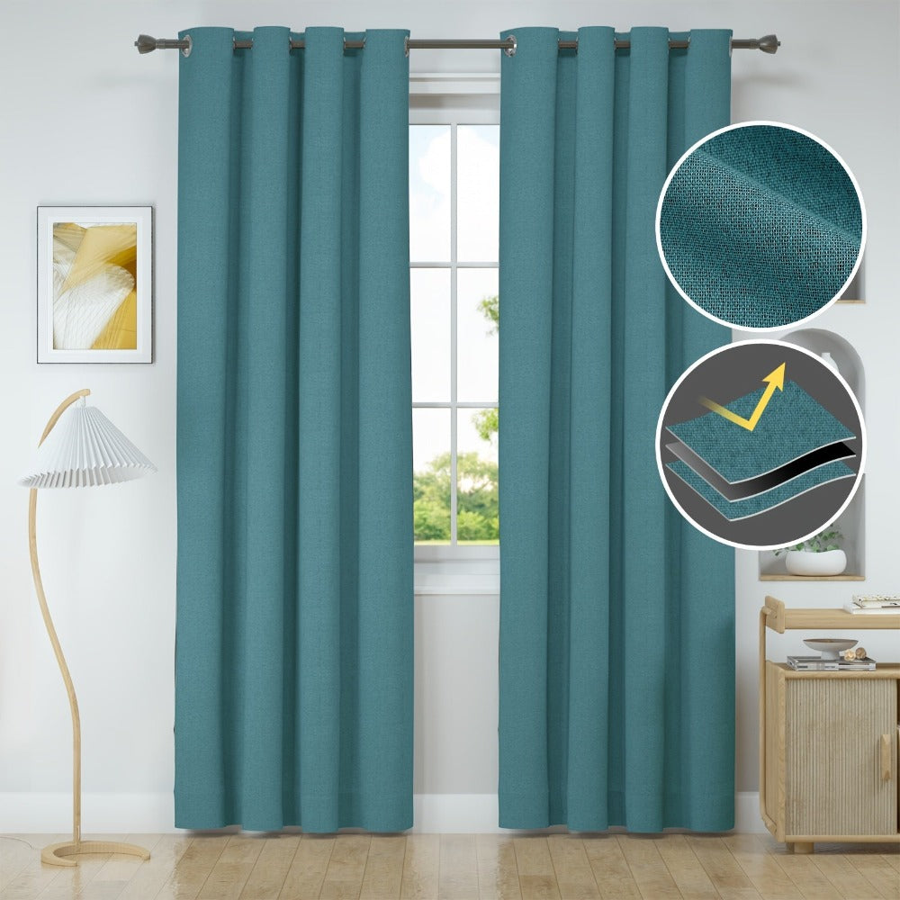 Ystyle Cortinas 100% Blackout para Interior, Cortinas con Efecto Lino Térmico, 2 piezas, 117 X 137 Cm, Cortinas Térmicas Aislantes Frío y Cálido, Cortinas Modernas para Sala de Estar Dormitorio con Anillos, Gris