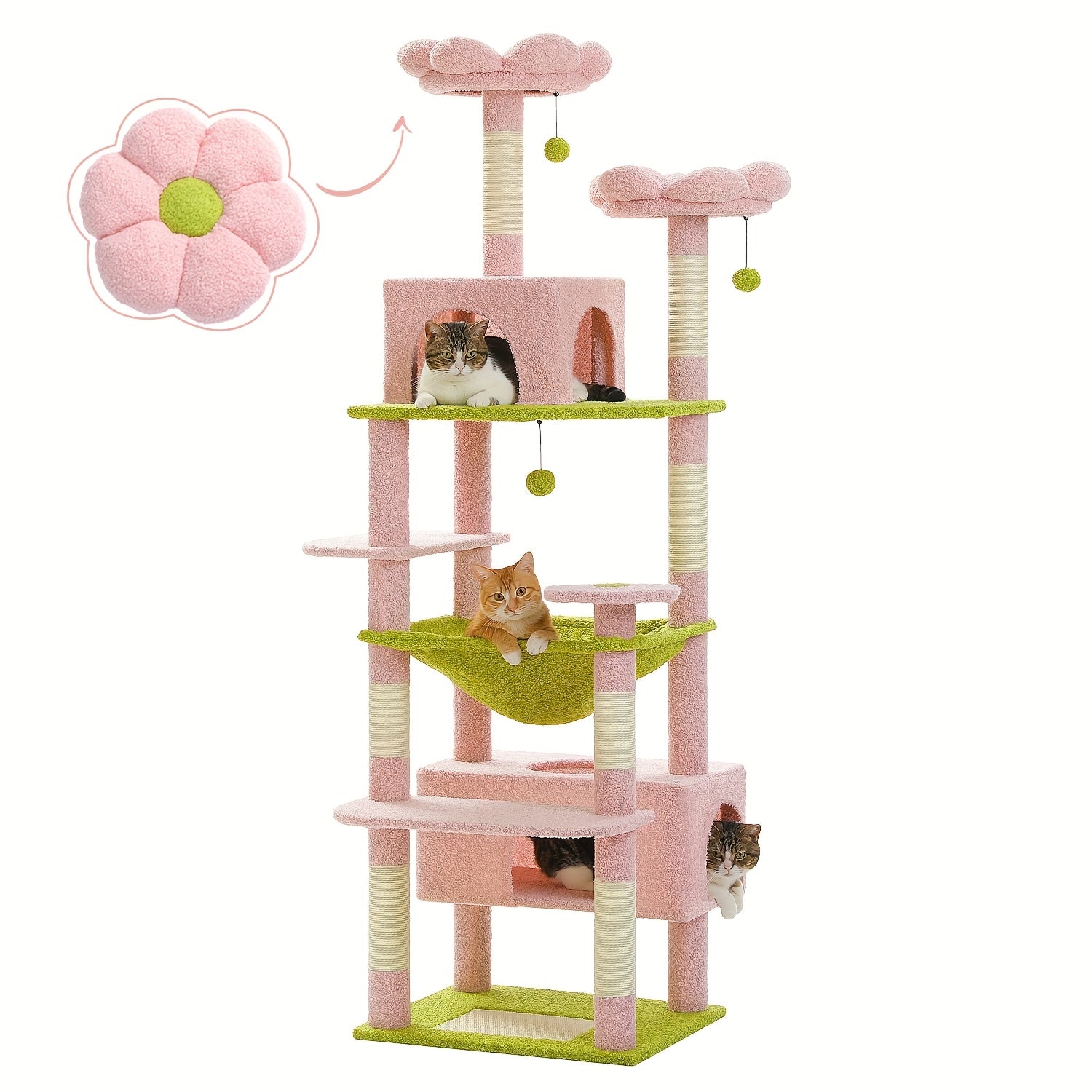 Árbol rascador para gatos 184 cm | Juego descanso escalada y cuidado de uñas