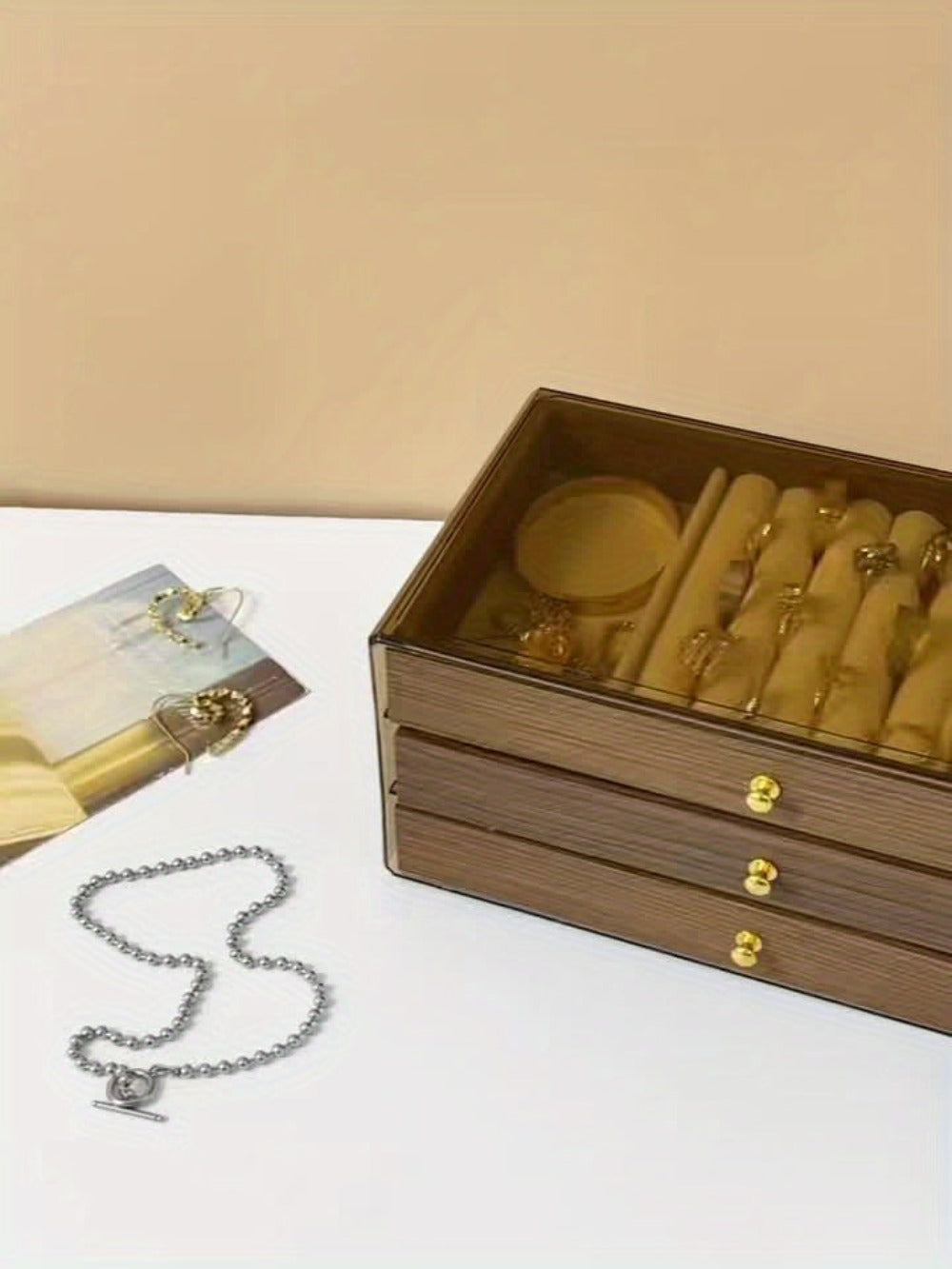 Caja de Almacenamiento para Joyas, Joyero para Mujer, Navidad, Día de San Valentín, Cumpleaños, Día de la Madre, Caja de Regalo de Joyas de 3 Capas - Suministros para Exhibición y Empaque de Joyas