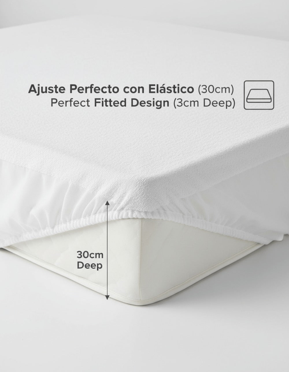 Protector de colchón ajustado impermeable, funda de sábanas de algodón terciopelo de 30 cm de profundidad, bolsillo ajustable, protector de terciopelo suave adecuado para todas las camas, incluidas camas individuales/dobles/camaras king, lavable a máquina