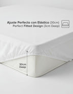 Protector de colchón ajustado impermeable, funda de sábanas de algodón terciopelo de 30 cm de profundidad, bolsillo ajustable, protector de terciopelo suave adecuado para todas las camas, incluidas camas individuales/dobles/camaras king, lavable a máquina