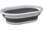 Cubo para la colada retráctil blanco y gris 21 l. Ideal para ropa sucia, Dobla, Juega, Lleva contigo.