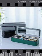 Caja de almacenamiento de relojes de lujo con 6 compartimentos y tapa transparente - Espacio de almacenamiento espacioso, adecuada para relojes mecánicos y de cuarzo para hombres y mujeres, diseño portátil para uso doméstico o de viaje, solución de almace