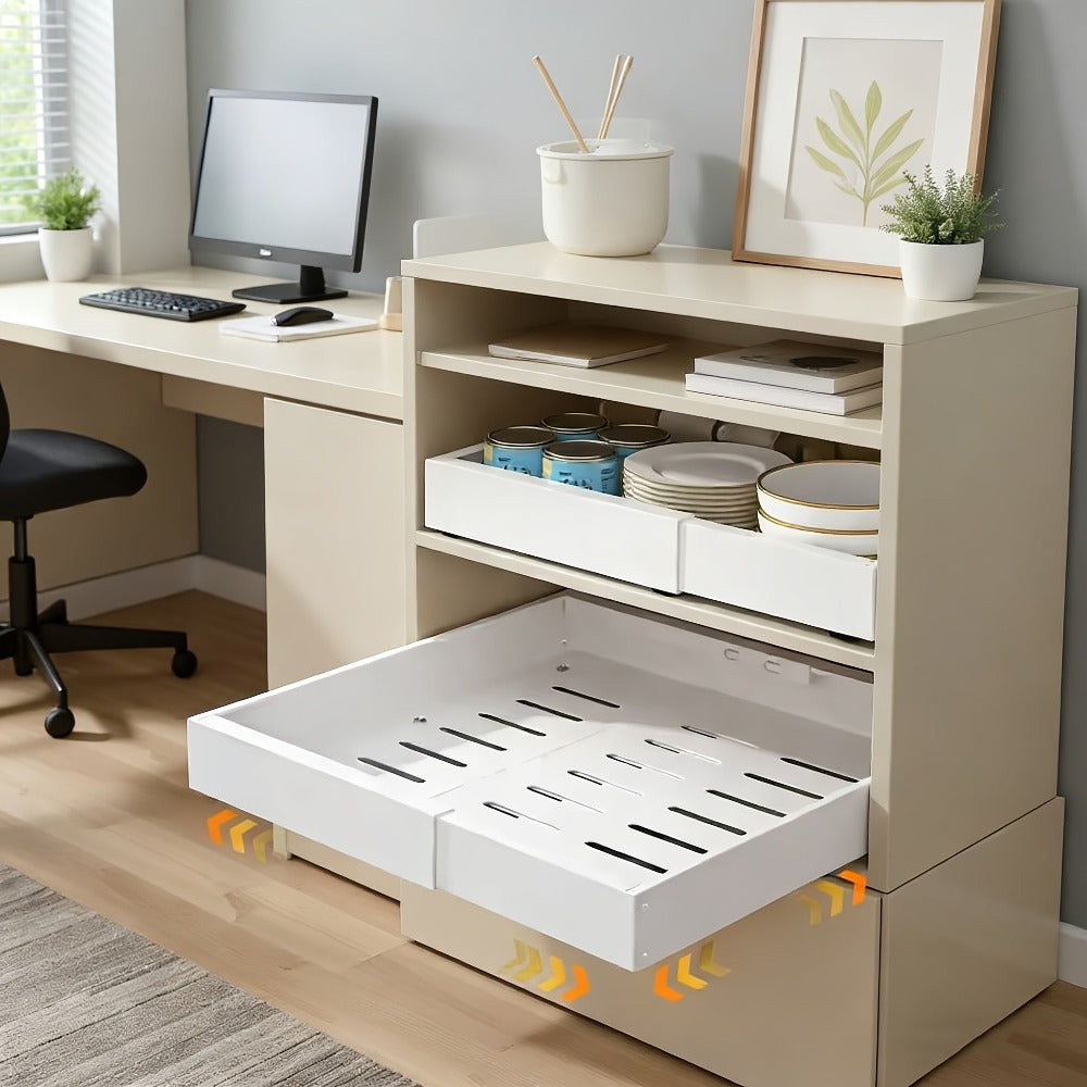 Organizador de gabinete extraíble y expandible de alta resistencia, con 3 rieles silenciosos, ancho ajustable (30.99 cm - 51.99 cm), apto para gabinetes de cocina, estantes extraíbles de gabinete
