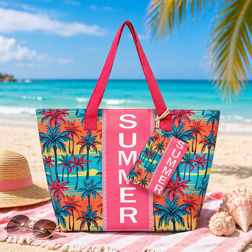 Bolso Tote de Playa con estampado veraniego, amplio y espacioso, bolso de gran capacidad para mujer, ideal para playa, piscina, viajes y uso diario