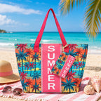 Bolso Tote de Playa con estampado veraniego, amplio y espacioso, bolso de gran capacidad para mujer, ideal para playa, piscina, viajes y uso diario