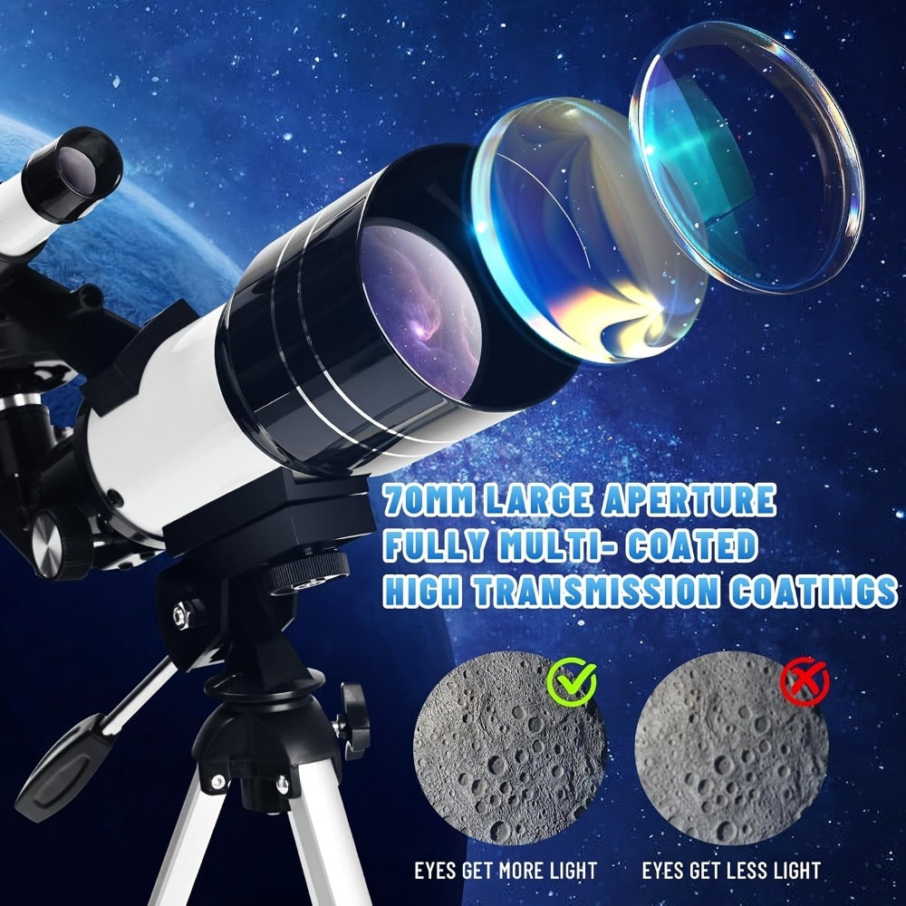 Telescopio Astronómico Profesional de Aumento 99X - Telescopio Monocular Portátil con Gran Apertura de 70 mm, Adecuado para la Educación Científica, Observación de Estrellas y Camping, Regalo Ideal de Navidad y Cumpleaños