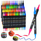 ["60/48/30 Colores Pintura Acrílica] Rotuladores de Pintura Acrílica de Doble Punta para Uso Artístico Profesional, Bolígrafos de Pintura Acrílica con Punta de Pincel y Punta Fina, Huevos, Madera, Roca, Plástico, Piedra, Vidrio, Cerámica"