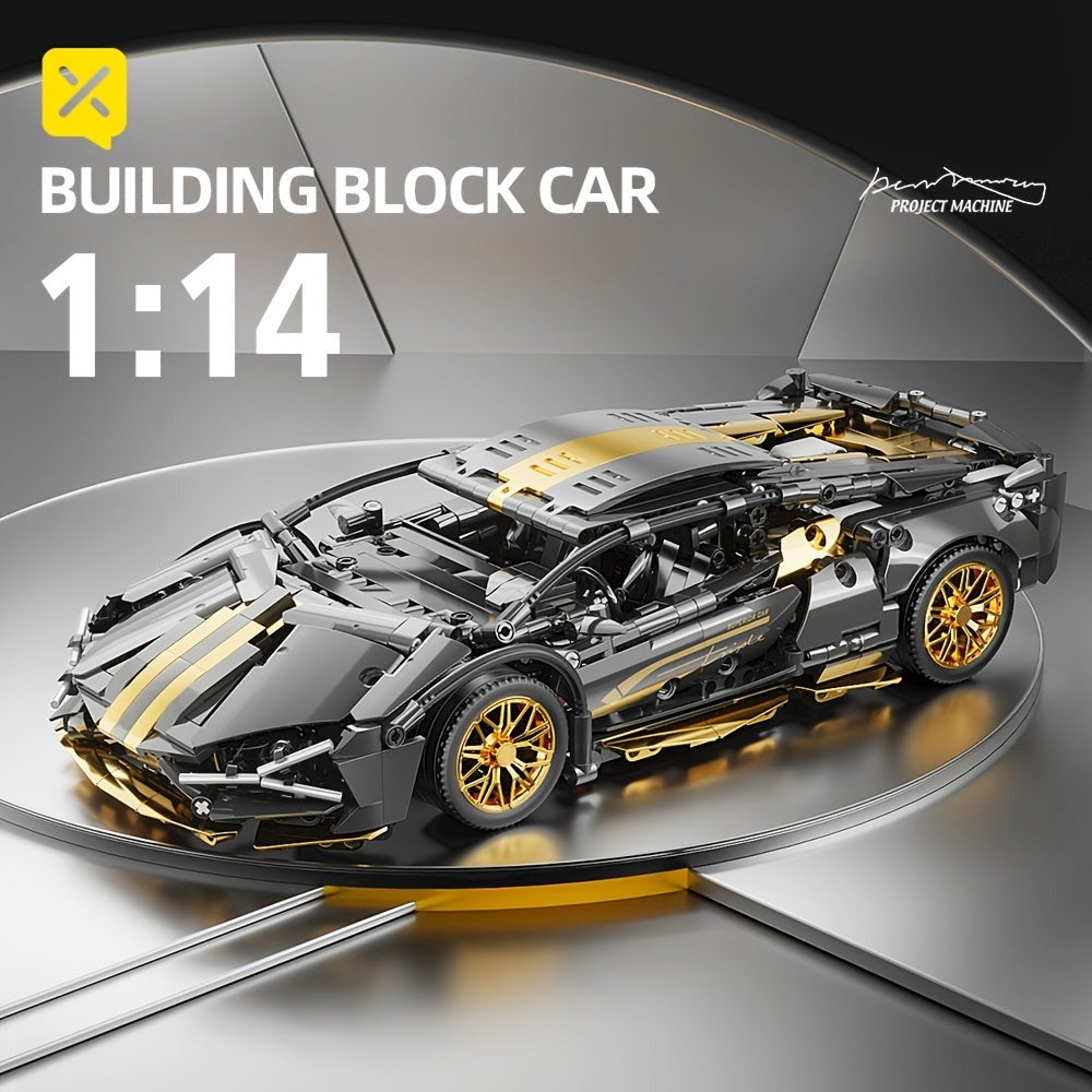 2519 Piezas Modelo de Coche Deportivo Dorado 1:10, Adornos Montados, Regalos Festivos, Cumpleaños