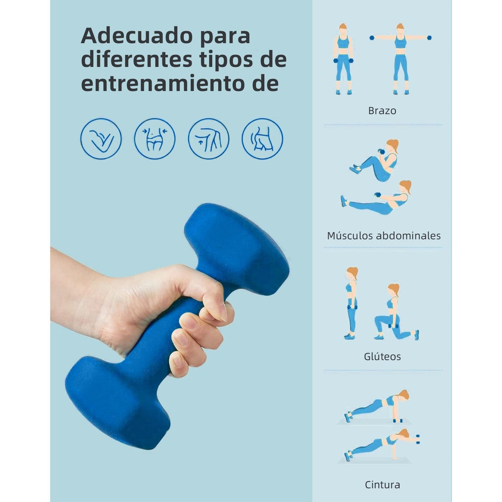 Mancuernas Fijas de Neopreno para Ejercicios en Gimnasio | Material: Hierro con Revestimiento de Vinilo | Pesas para Mujeres y Hombres