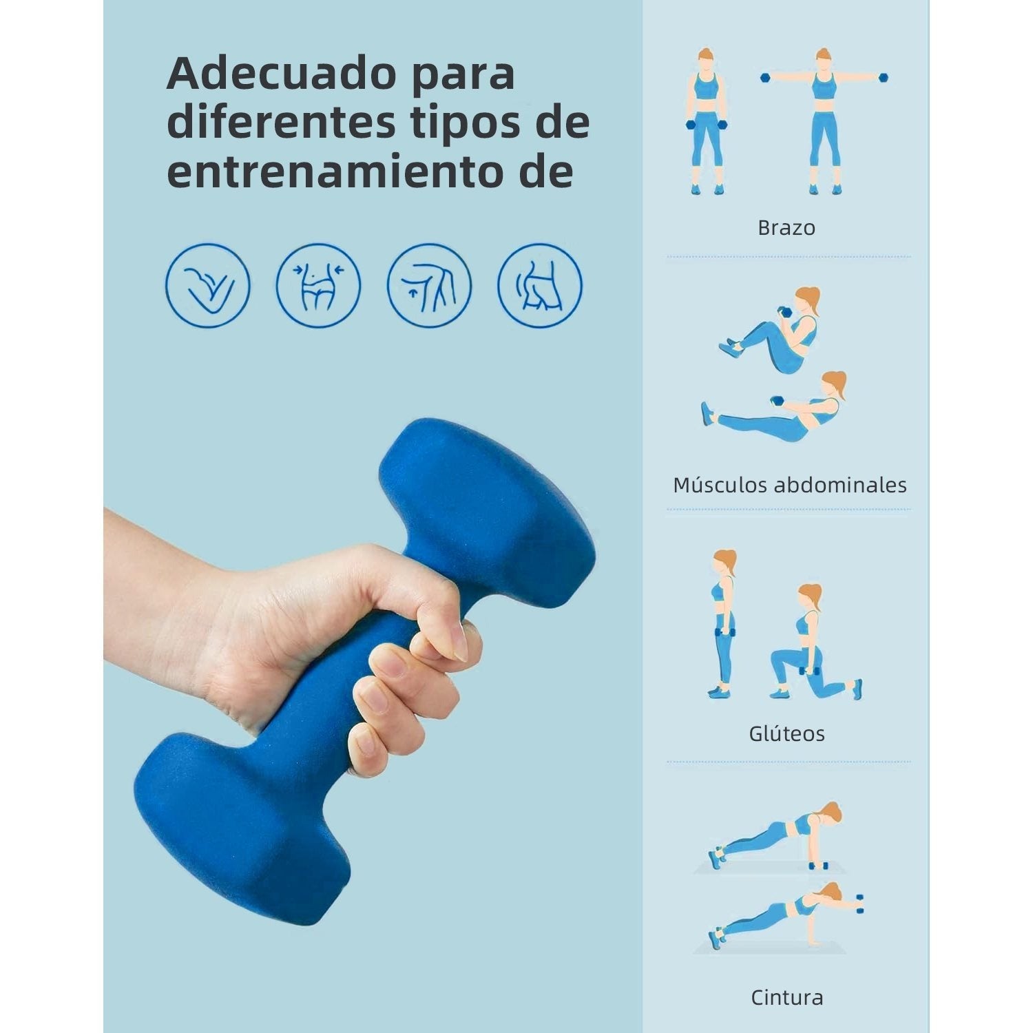 Mancuernas Fijas de Neopreno para Ejercicios en Gimnasio | Material: Hierro con Revestimiento de Vinilo | Pesas para Mujeres y Hombres