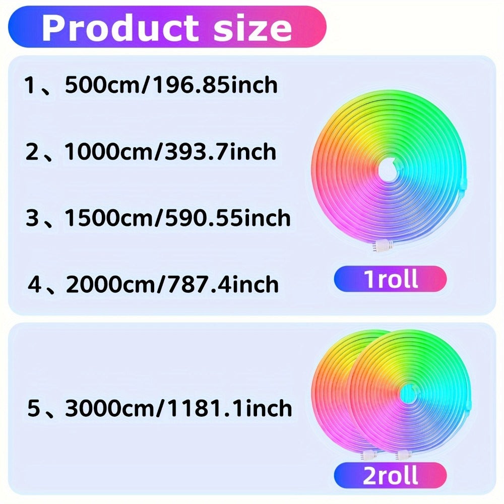 Tira de LED Neon RGB Inteligente Mejorada de Mexllex con Control por App/Control Remoto, Varios Modos, Funciones de Temporizador y Sincronización de Música para Gaming y Decoración de Habitaciones