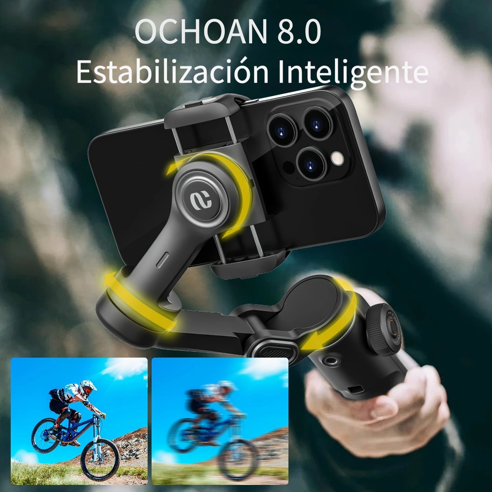 Estabilizador inteligente para móvil plegable | Vídeos viajes deporte y creación de contenido