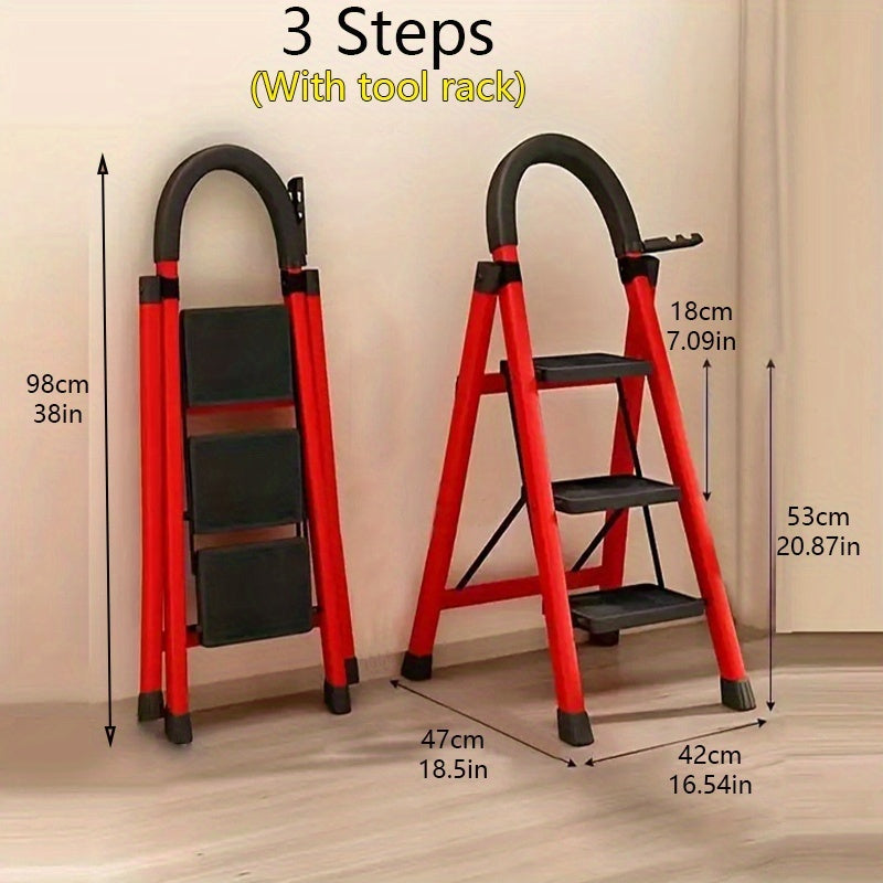 Escalera plegable para limpieza, almacenaje y bricolaje | metal y plegable