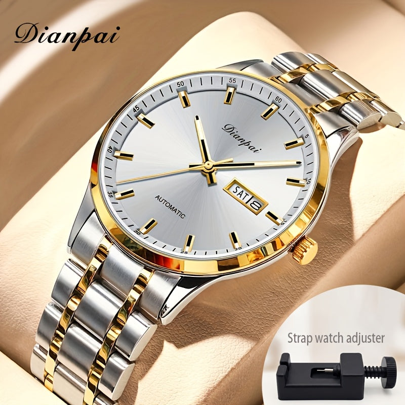 Dianpai Reloj mecánico automático de caja de latón para mujer, sofisticado y elegante, con un estilo deportivo casual y moderno, perfecto como regalo de cumpleaños