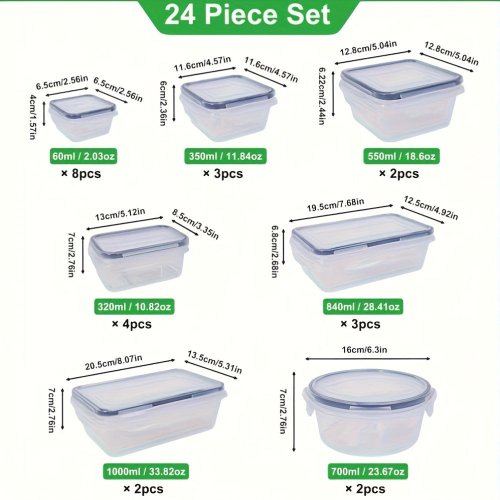 Juego de 48 recipientes herméticos para almacenar alimentos, con tapas fáciles de asegurar (24 tapa + 24 contenedores) - ideales para guardar comida, viajes, picnics y organización en la cocina. Incluye etiquetas e imanes, Contenedores Herméticos para Alm