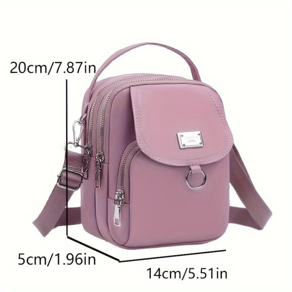 Bolso Bandolera Ligero de Nylon para Mujer en 4 Colores - Mini Bolso Casual con Múltiples Compartimentos con Cremallera, Correa de Hombro Desmontable y Ajustable y Bolsillo Frontal, Bolso Cruzado Pequeño, Bolso de Viaje Versátil, Cierre Seguro con Cremall