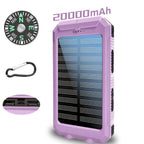 Batería Externa Solar Portátil de 20000Mah, Cargador Solar Portátil para Teléfonos Móviles, Cargador de Batería Externa para Camping para Teléfonos Móviles, 2 USB/ Linternas LED con Brújula para Actividades al Aire Libre