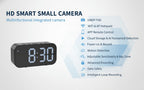 Cámara con reloj digital 1080P FHD, cámara de seguridad con tarjeta SD de 32 GB, punto de acceso AP y WiFi6, visualización remota en tiempo real, almacenamiento local, detección de movimiento, para uso en interiores en hogar, oficina y tienda inteligentes