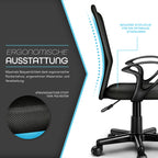 Silla de Oficina TRESKO® con Reposabrazos, Altura Ajustable Continua | Silla Giratoria de Malla Transpirable | Silla de Escritorio con Ruedas de Plástico Ligeras, Superficie Acolchada, Ajuste Ergonómico | Silla de Ordenador Ideal para Oficina en Casa, Hab